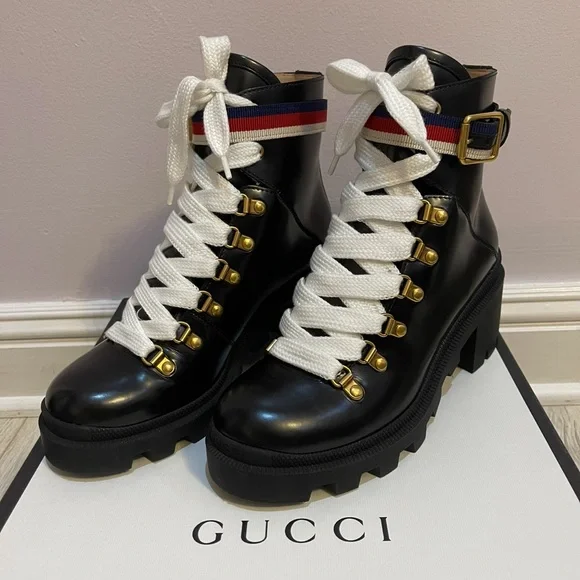 Farfetch Ladies Boots Gucci Boots Combat Gucci Shoes Authentic